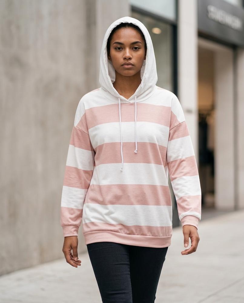 Statement Street - Zasin | Gestreifter Langärmliger Hoodie Damen