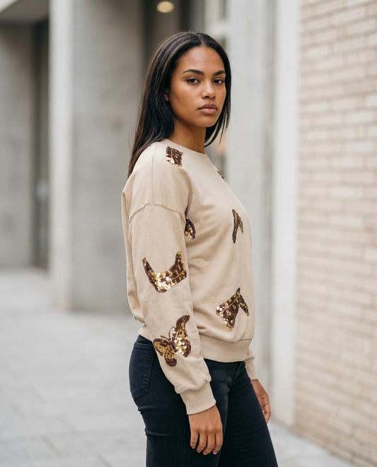 Statement Street - Viren | Paillettenbesetztes Langarm Sweatshirt Damen