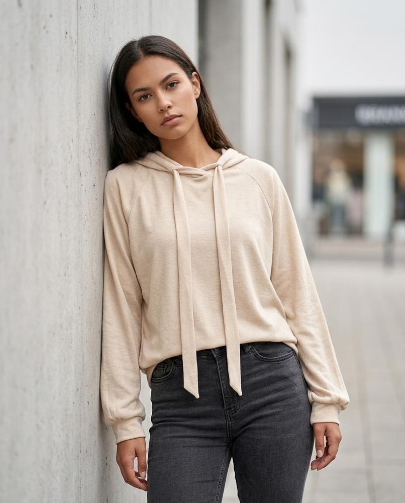 Statement Street - Zemel | Feingerippt Raglanärmlig Hoodie Damen