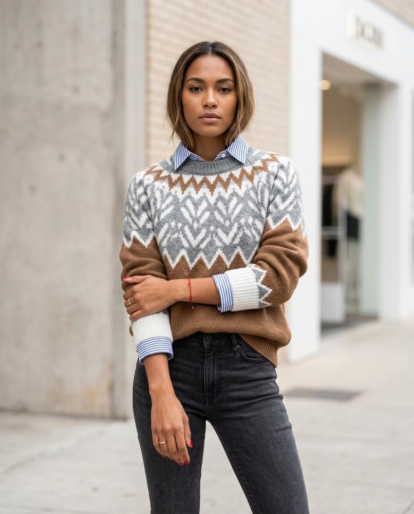 Statement Street - Zoris | Farbgeblockter Gemusterter Hoodie Damen