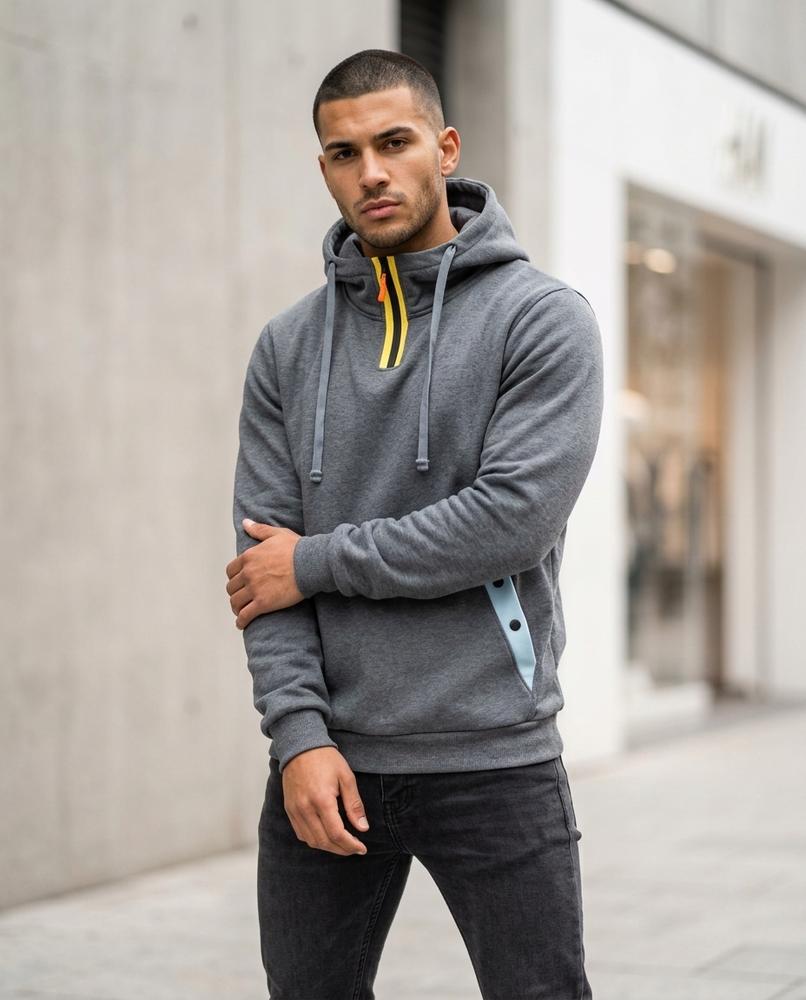 Statement Street - Valar | Hochschließend Kontrastfarben Hoodie Herren