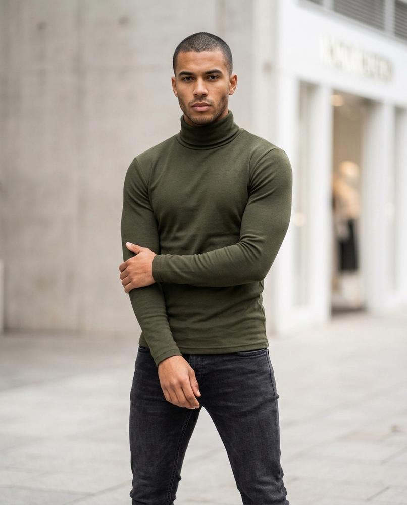 Statement Street - Vedar | Langärmliger Figurbetonter Rollkragenpullover Herren