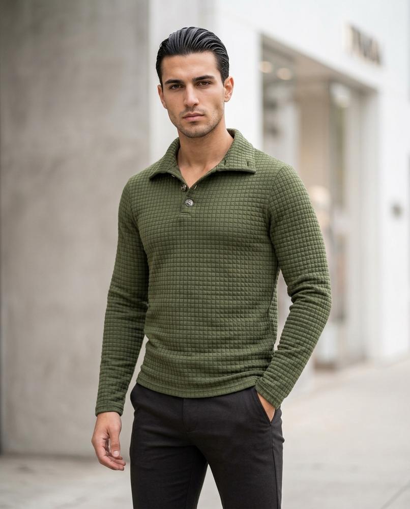 Statement Street - Aibus | Strukturiert Geknöpft Pullover Herren