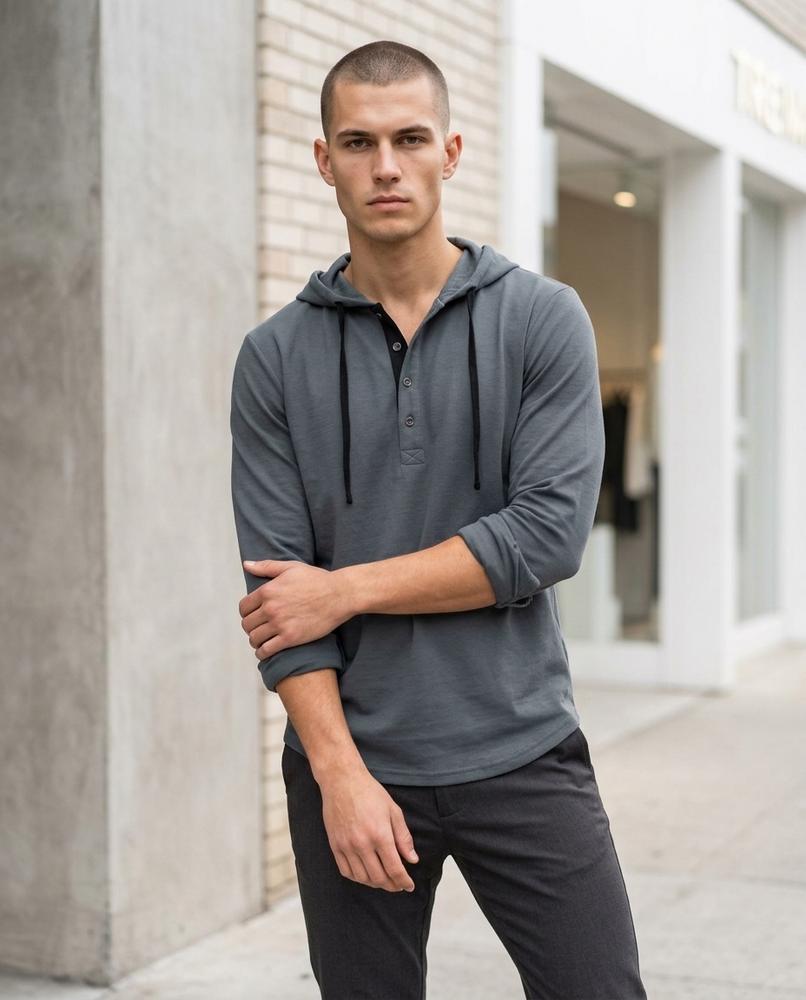 Statement Street - Zovov | Langärmliger Geknöpfter Hoodie Herren