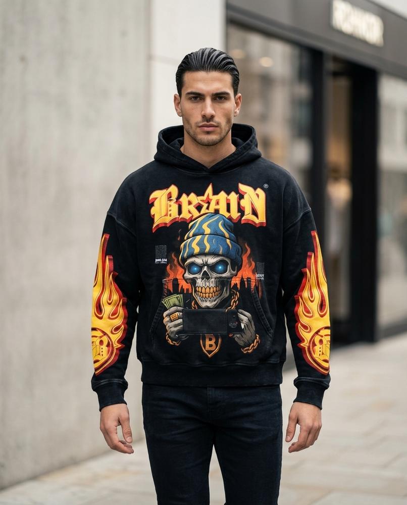 Statement Street - Zimim | Bedruckt Gewaschen Hoodie Herren