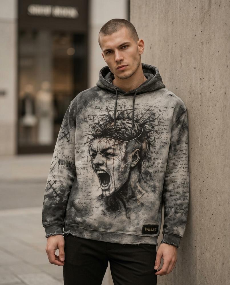 Statement Street - Zutat | Gewaschen Bedruckt Hoodie Herren