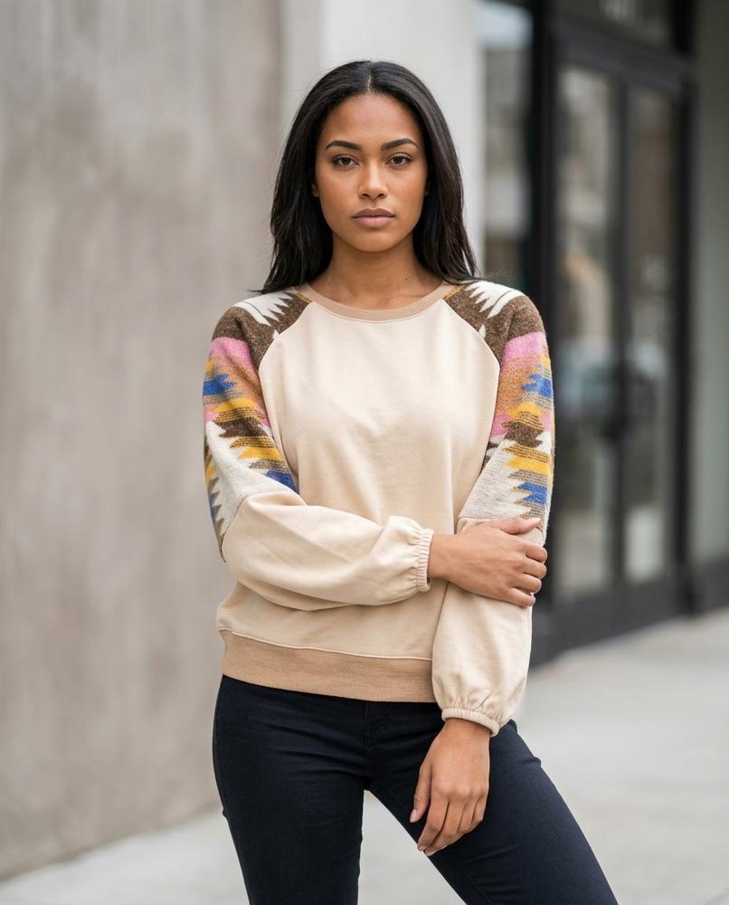 Statement Street - Verel | Kontrastärmelig Rundhals Sweatshirt Damen