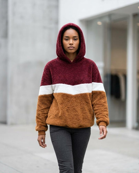 Statement Street - Timon | Farbgeblockt Plüschig Hoodie Damen