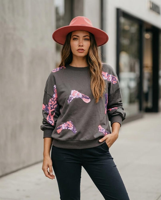 Statement Street - Viren | Paillettenbesetztes Langarm Sweatshirt Damen