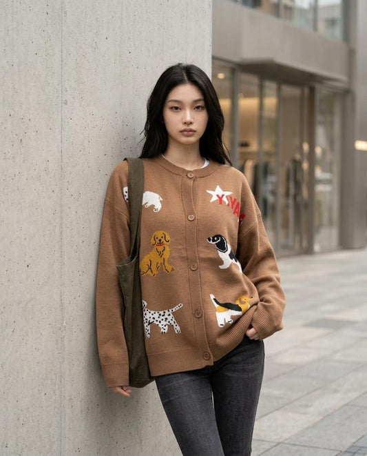 Statement Street - Tatal | Gemustert Geknöpft Cardigan Damen