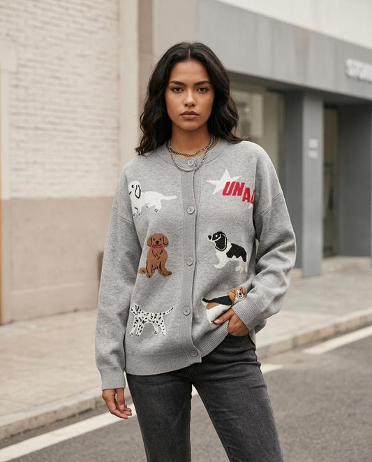 Statement Street - Tatal | Gemustert Geknöpft Cardigan Damen