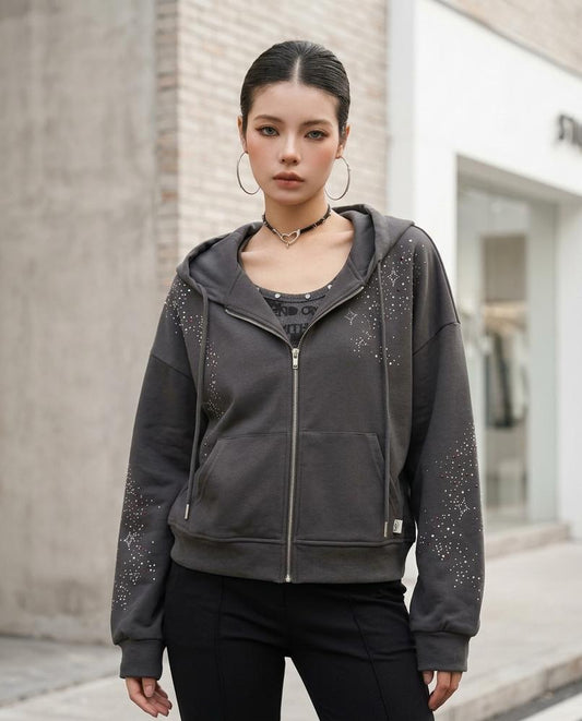 Statement Street - Yomor | Verziert Langärmelig Hoodie Damen