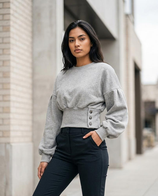 Statement Street - Zatal | Taillenbetont Ballonärmlig Sweatshirt Damen