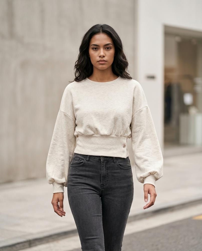 Statement Street - Zatal | Taillenbetont Ballonärmlig Sweatshirt Damen