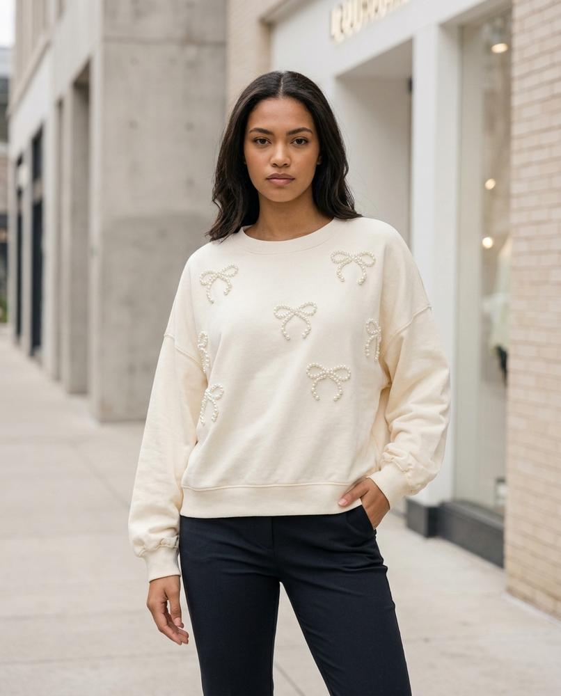 Statement Street - Viram | Perlenbesetztes Oversized Sweatshirt Damen