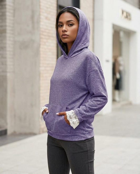 Statement Street - Varev | Spitzenbesetzter Melierter Hoodie Damen