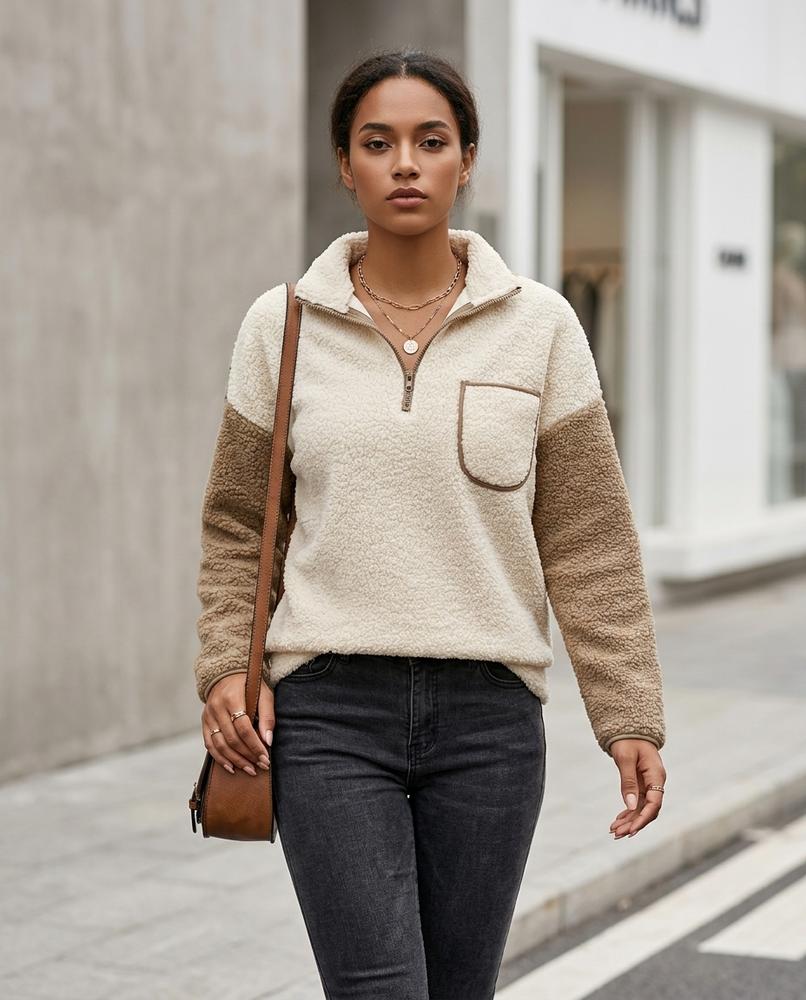 Statement Street - Vahal | Zweifarbig Flauschig Pullover Damen