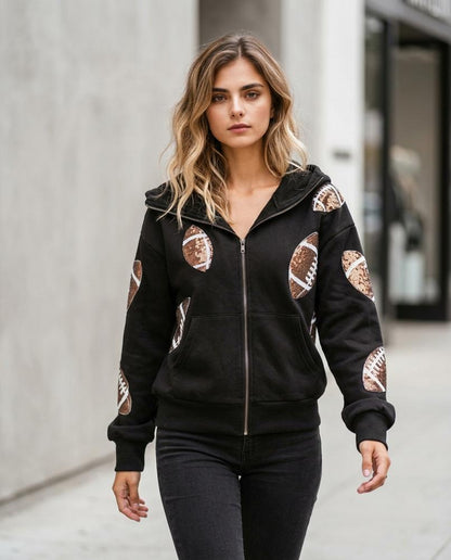 Statement Street - Yolor | Paillettenbesetzter Reißverschluss Hoodie Damen