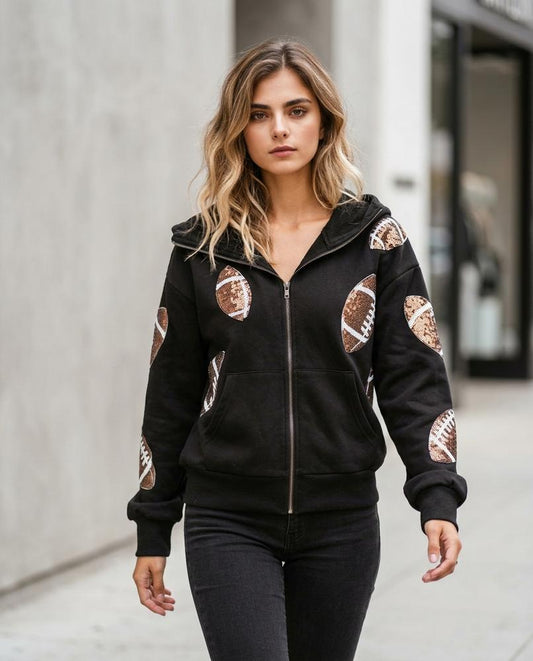 Statement Street - Yolor | Paillettenbesetzter Reißverschluss Hoodie Damen