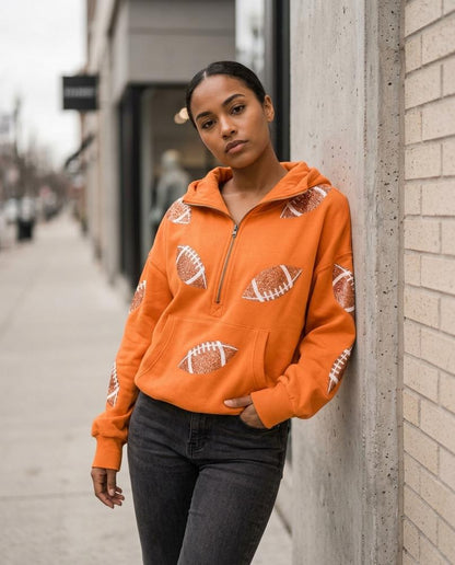 Statement Street - Yolor | Paillettenbesetzter Reißverschluss Hoodie Damen