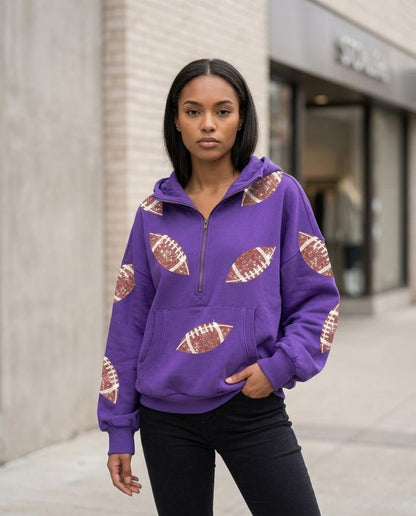 Statement Street - Yolor | Paillettenbesetzter Reißverschluss Hoodie Damen