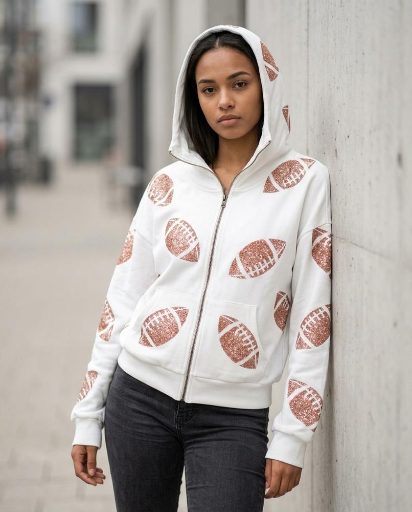 Statement Street - Yolor | Paillettenbesetzter Reißverschluss Hoodie Damen