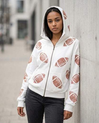 Statement Street - Yolor | Paillettenbesetzter Reißverschluss Hoodie Damen