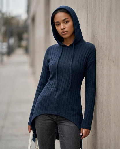 Statement Street - Zesin | Gerippt Asymmetrisch Hoodie Damen