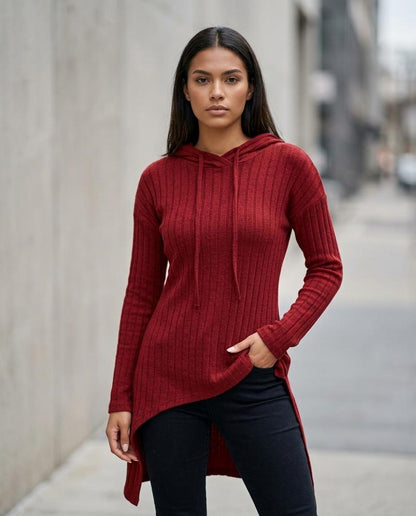 Statement Street - Zesin | Gerippt Asymmetrisch Hoodie Damen