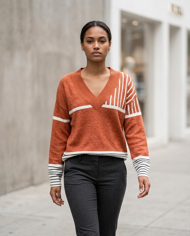 Statement Street - Tolod | Gestreifter Gestrickter Pullover Damen