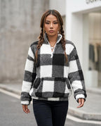 Statement Street - Yozur | Kariert Teddy Pullover Damen