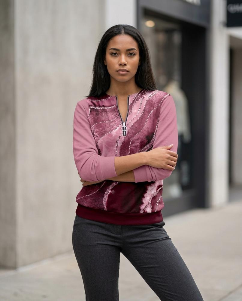 Statement Street - Visik | Gemustertes Kontrastfarbenes Sweatshirt Damen