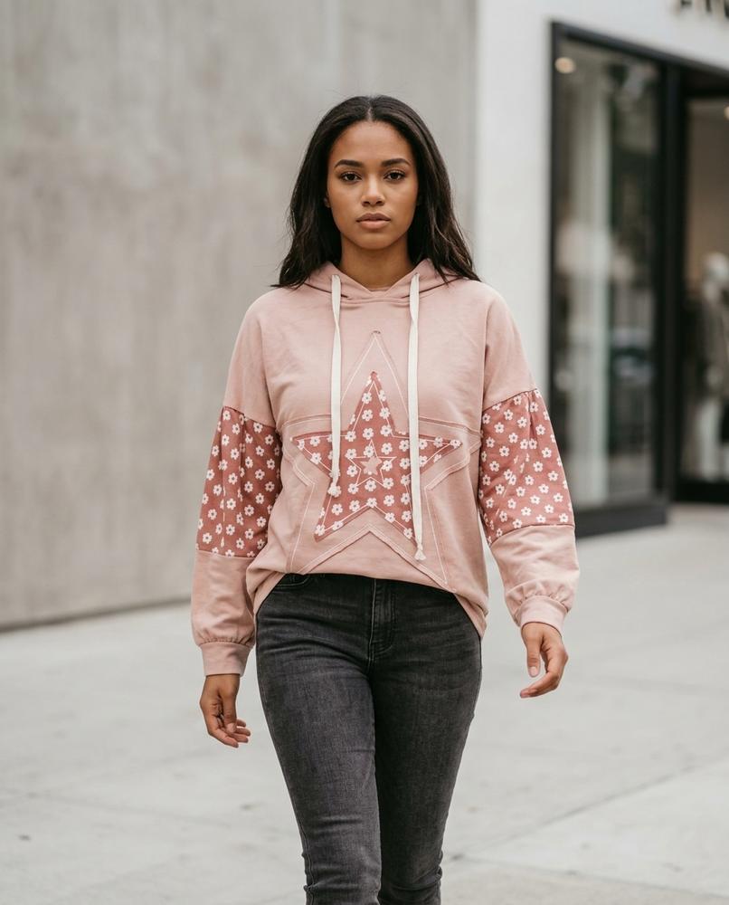 Statement Street - Vilal | Gepatcht Kontrastfarben Hoodie Damen