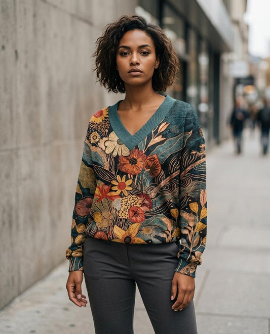 Statement Street - Eeror | Geblümt Langärmelig Pullover Damen