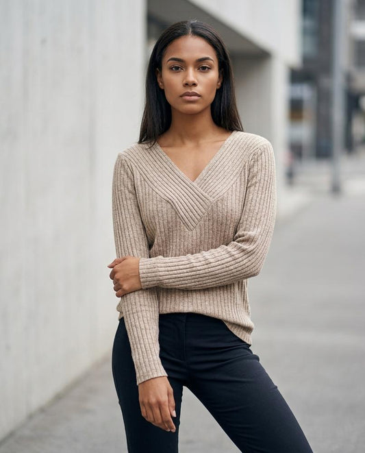Statement Street - Digat | Überlappender Gerippter Pullover Damen