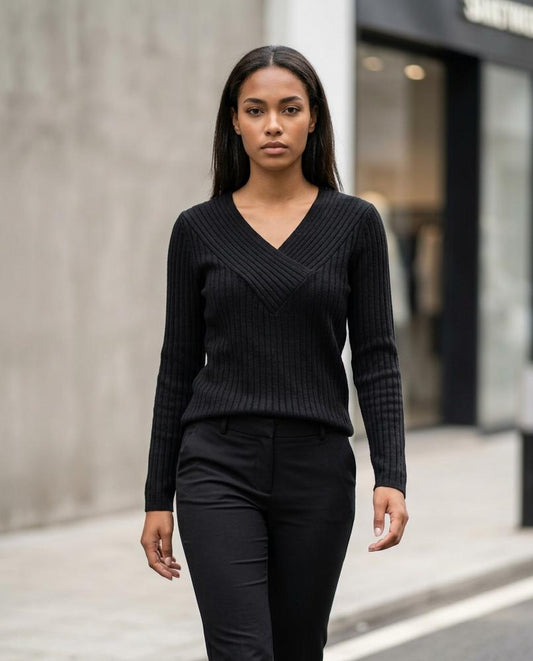 Statement Street - Digat | Überlappender Gerippter Pullover Damen