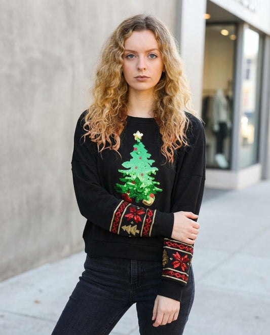 Statement Street - Duror | Paillettenbesetzt Langärmlig Sweatshirt Damen