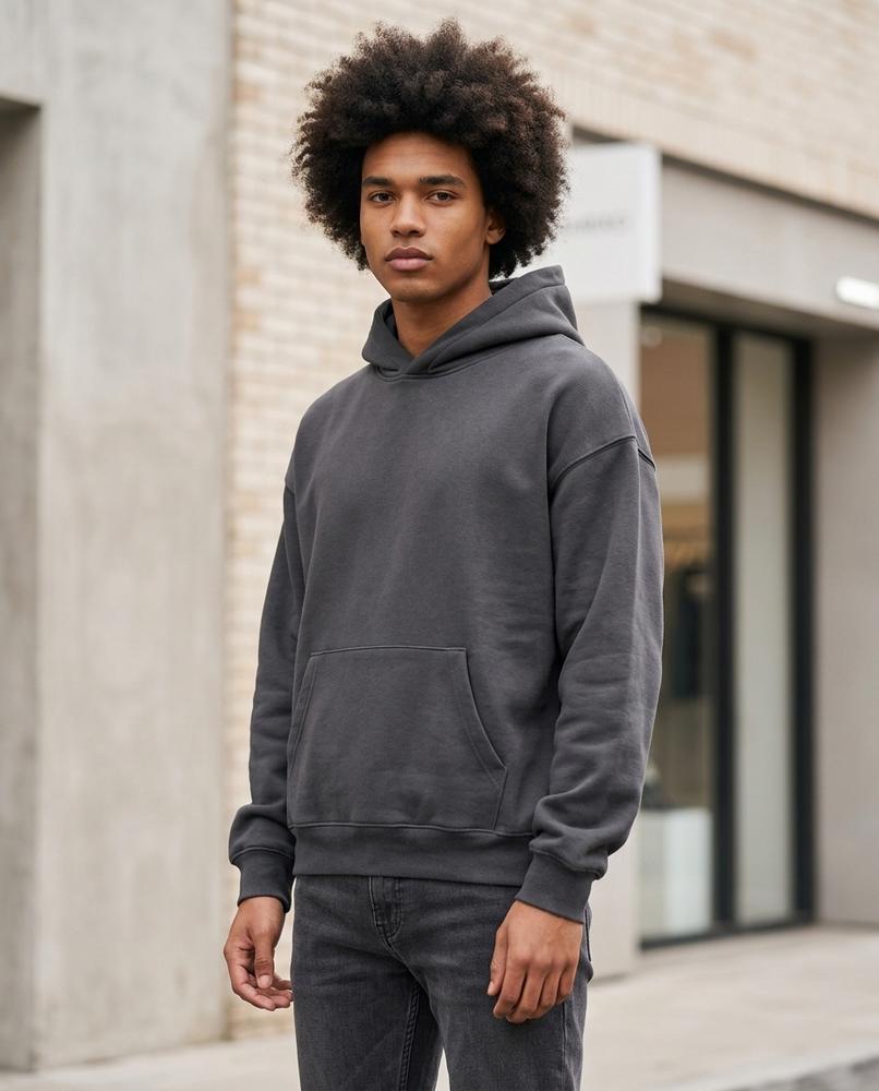 Statement Street - Yapem | Übergroßer Unifarbener Hoodie Herren
